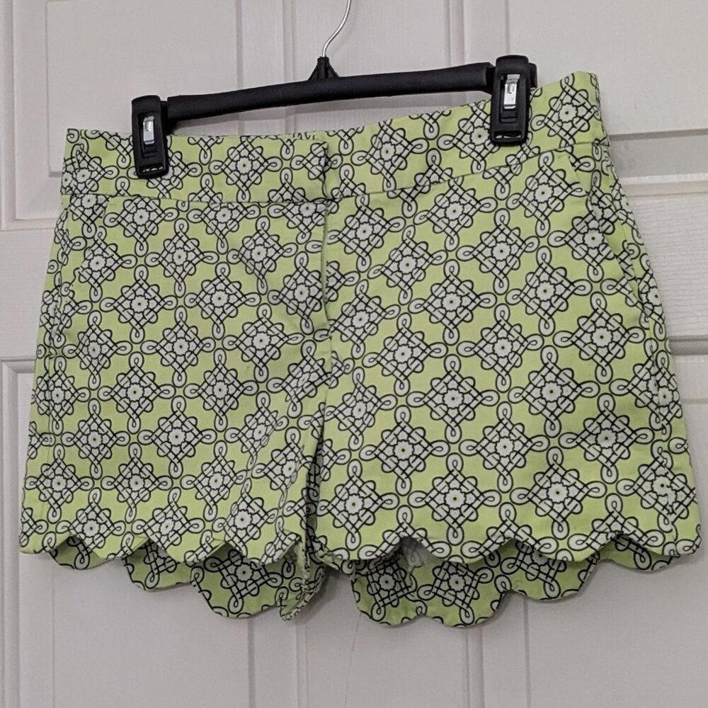 Crown & Ivy Shelby Shorts Women's Sz 6 Scalloped Hem Multicolor 4 Pocket  .